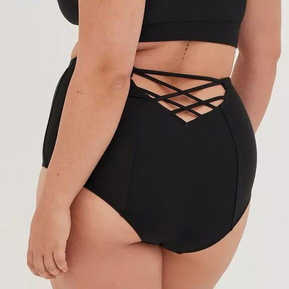 Torrid NEW 2X High-Rise Strappy Back Swim Bottom Minimalist Cut Out - Picture 1 of 8
